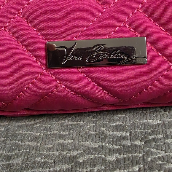 Vera Bradley Triple Zip Hipster Pink Quilted Microfiber Crossbody Purse - Picture 3 of 16